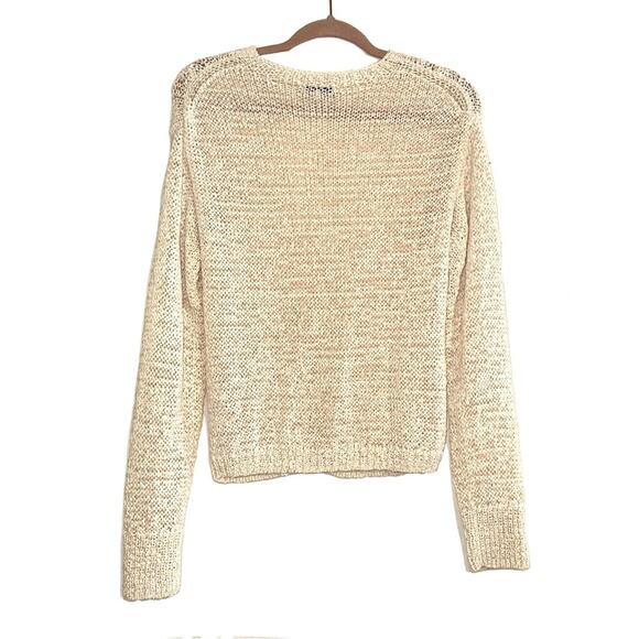 Vince Textured Cable Crewneck Cream Sweater SMALL - Picture 4 of 9
